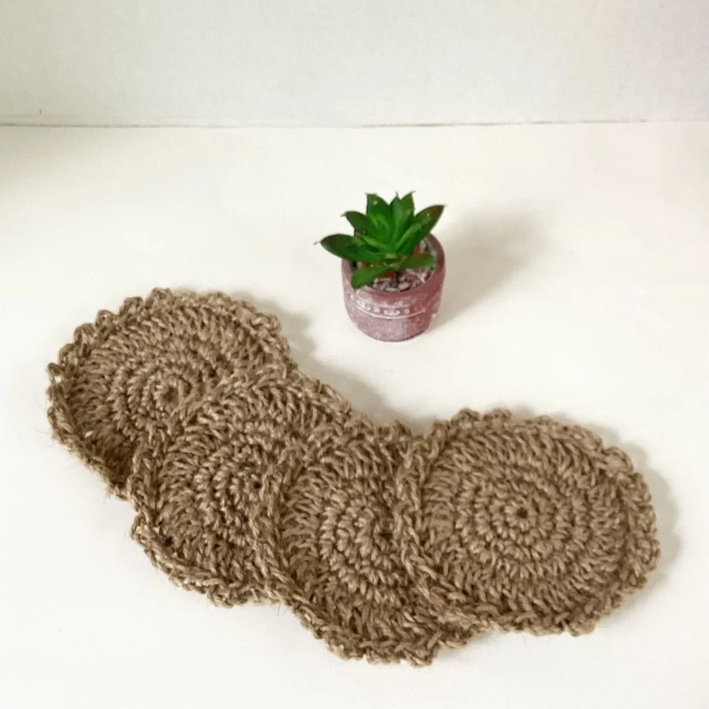 Coasters Hand Crafted Tan Jute Bar Cart Essential Crochet Rustic